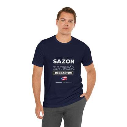 Sazon bateria y reggaeton tshirt that is sure to please any one from Puerto Rico, this is a great gift for any boricua in your life.