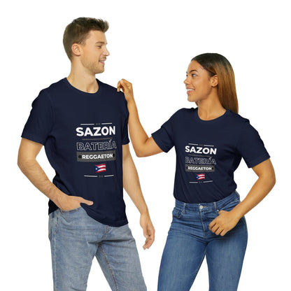 Sazon bateria y reggaeton tshirt that is sure to please any one from Puerto Rico, this is a great gift for any boricua in your life.