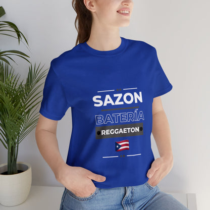 Sazon bateria y reggaeton tshirt that is sure to please any one from Puerto Rico, this is a great gift for any boricua in your life.