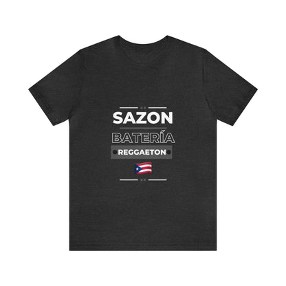 Sazon bateria y reggaeton tshirt that is sure to please any one from Puerto Rico, this is a great gift for any boricua in your life.