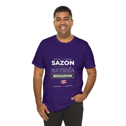 Sazon bateria y reggaeton tshirt that is sure to please any one from Puerto Rico, this is a great gift for any boricua in your life.