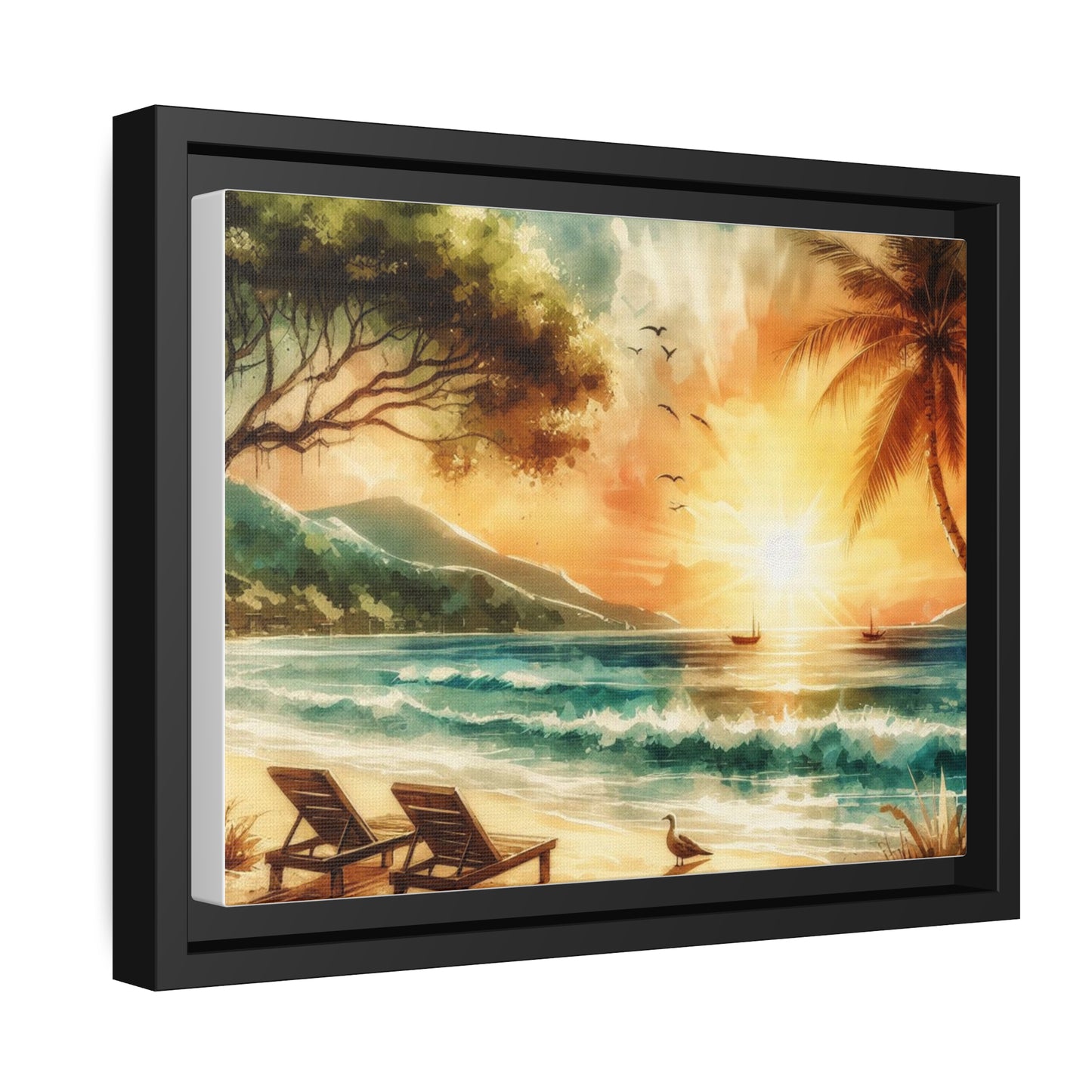 Framed Puerto Rico beach Canvas painting