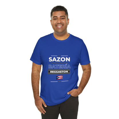 Sazon bateria y reggaeton tshirt that is sure to please any one from Puerto Rico, this is a great gift for any boricua in your life.