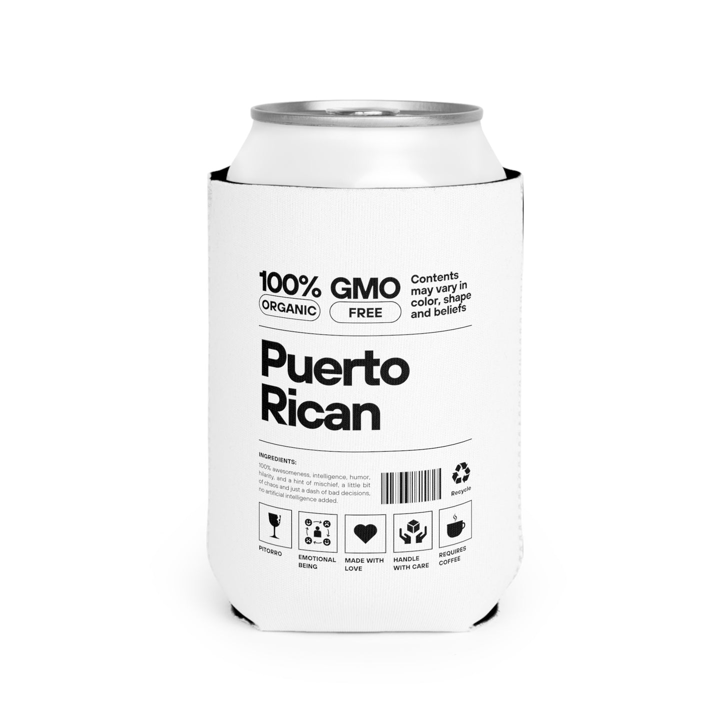 White can cooler with Puerto Rican on it