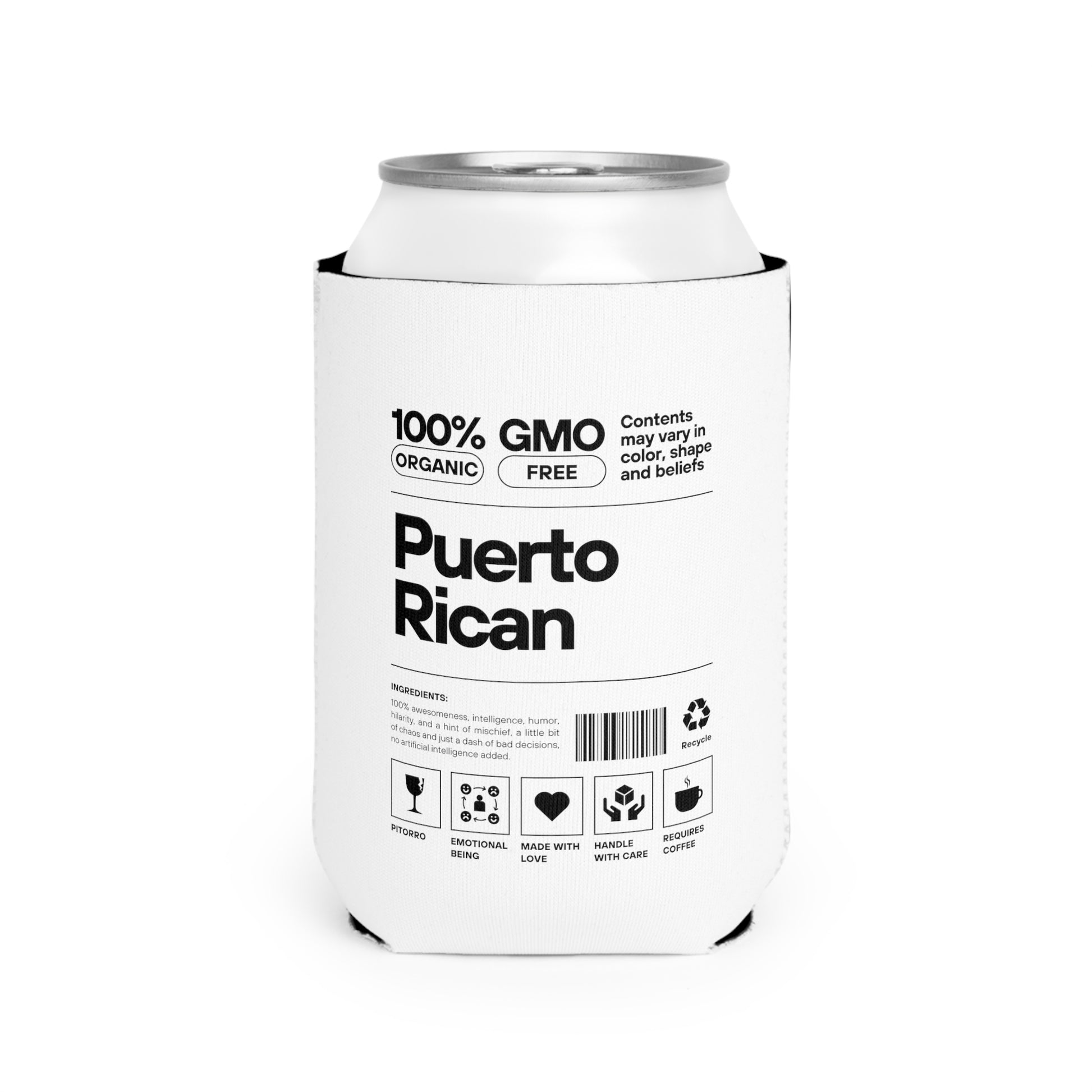 White can cooler with Puerto Rican on it