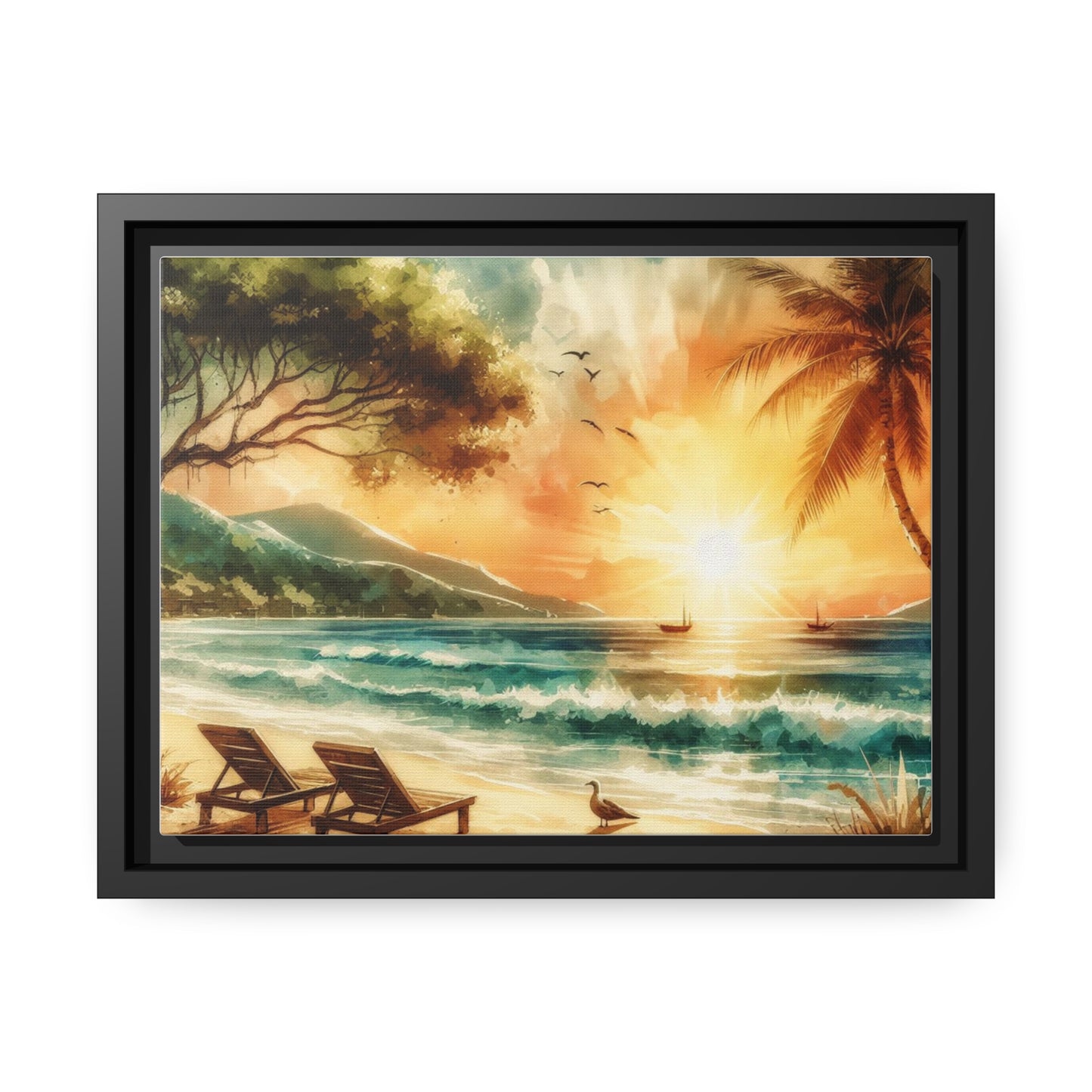 Framed Puerto Rico beach Canvas painting